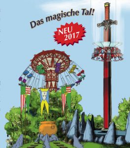 Neu auf Schloss Thurn in der Saison 2017: das "magische Tal" mit Kettenfliegr und Freefall-Tower.